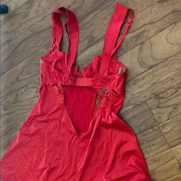 For Love & Lemons Red Satin Lace Corset Bodice Slip Dress Size Small - Picture 8 of 10